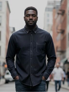 Billy Reid Black Long-Sleeve Button-Down Shirt size L
